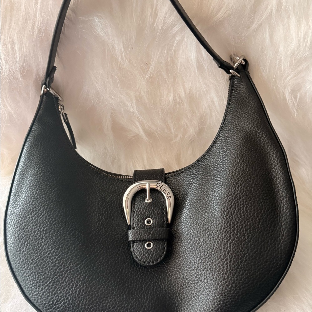 GUESS Black Pebbled Hobo Bag
